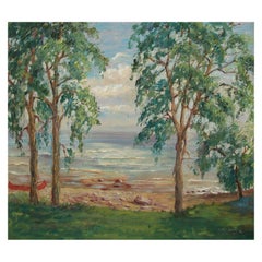 Antique Mina Alexander , 'Along the Shore', Impressionist Painting, Canada, 20th C