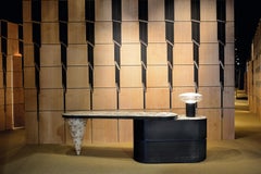 MINA Console Desk in Poplar Burl and Metal by Storagemilano