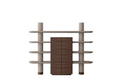 Mina Int 1, Walnut Modular Bookcase Library Wall Units by Ultramobili