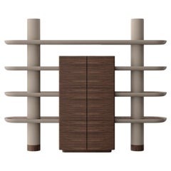 Mina Int 1, Walnut Modular Bookcase Library Wall Units by Ultramobili
