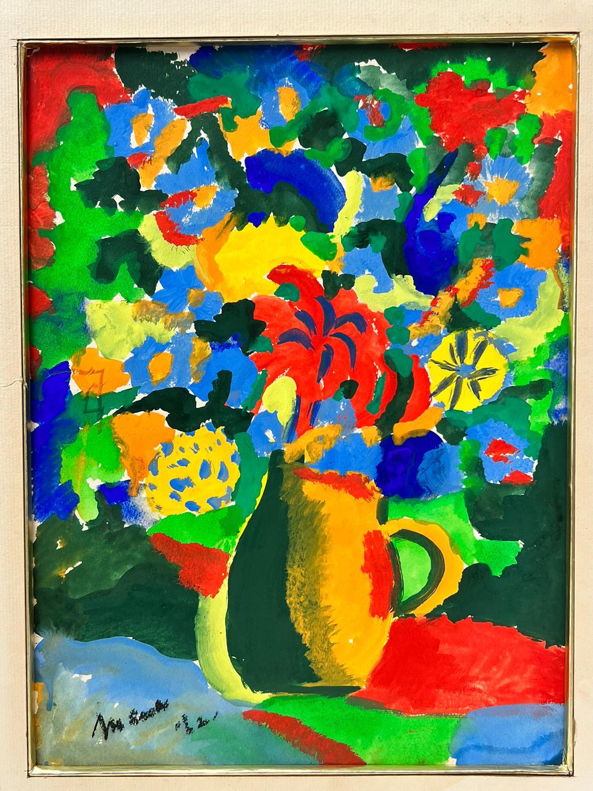 Nature morte coloriste française Fleurs dans une cruche Peinture originale signée en vente 3
