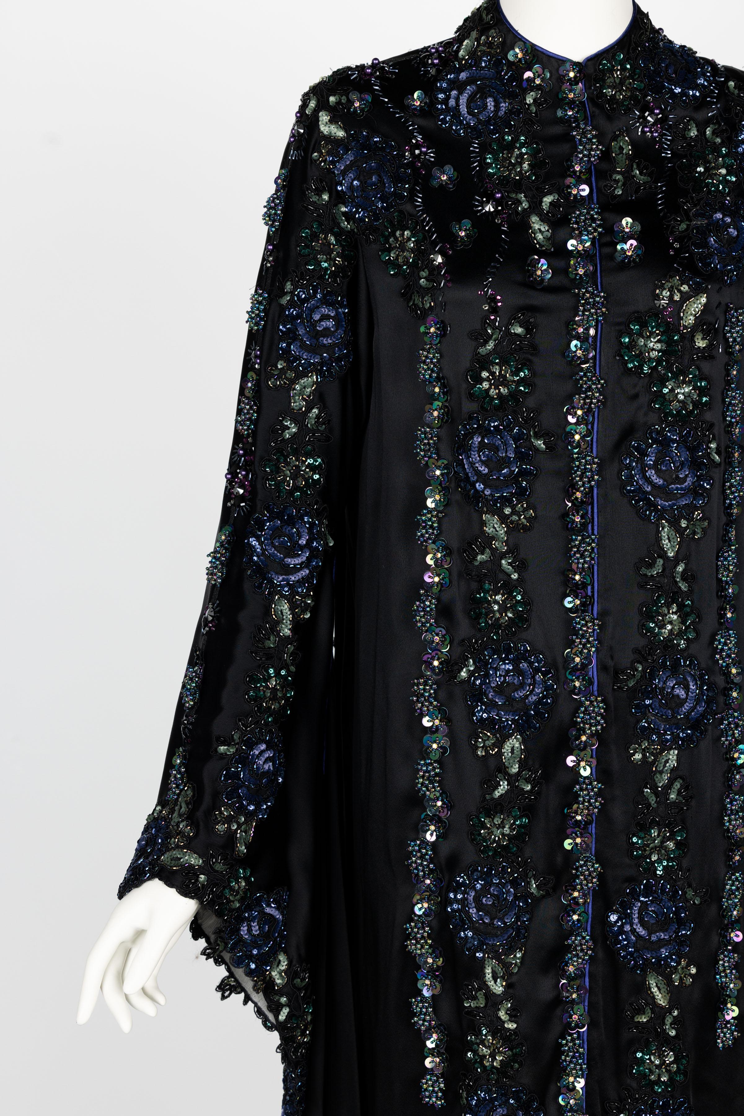 Mina Poe Paris Embellished Silk Caftan Dress 5