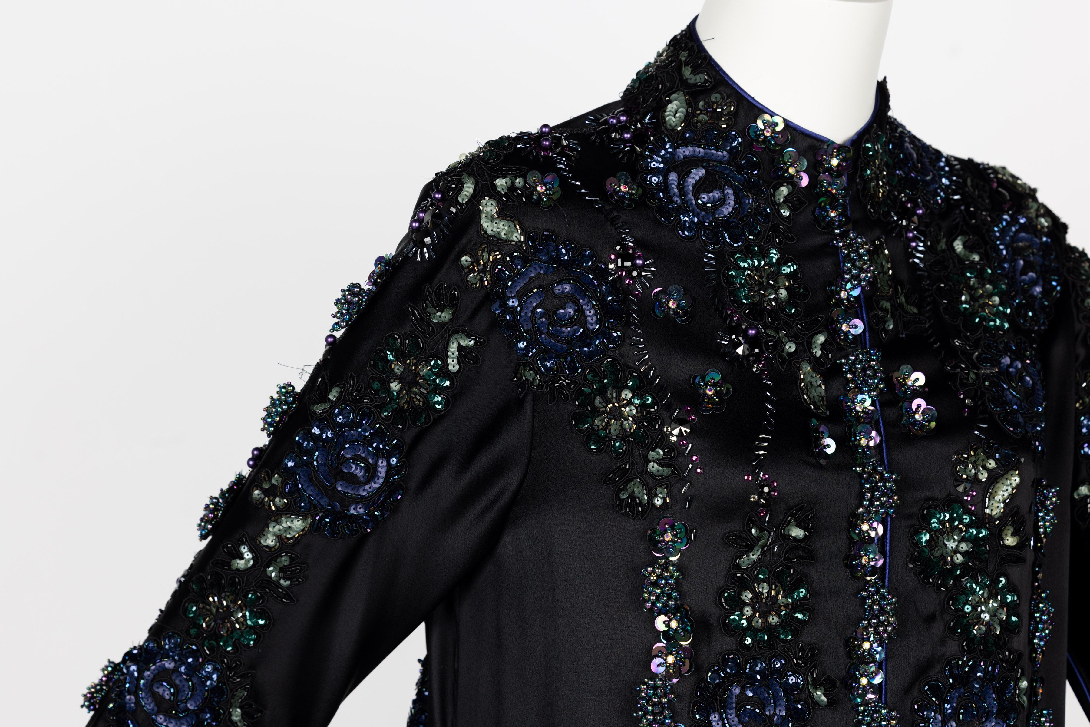 Mina Poe Paris Embellished Silk Caftan Dress 6