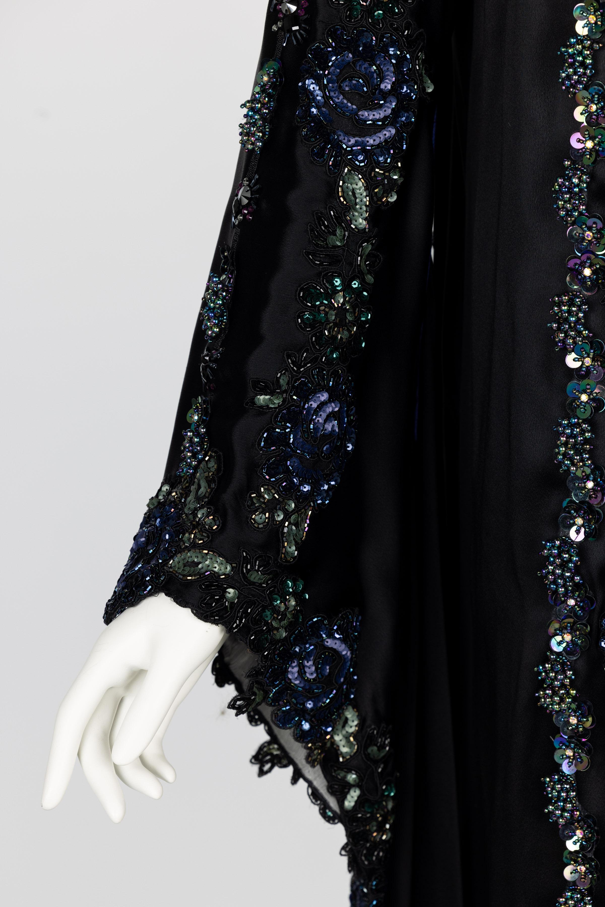 Mina Poe Paris Embellished Silk Caftan Dress 4
