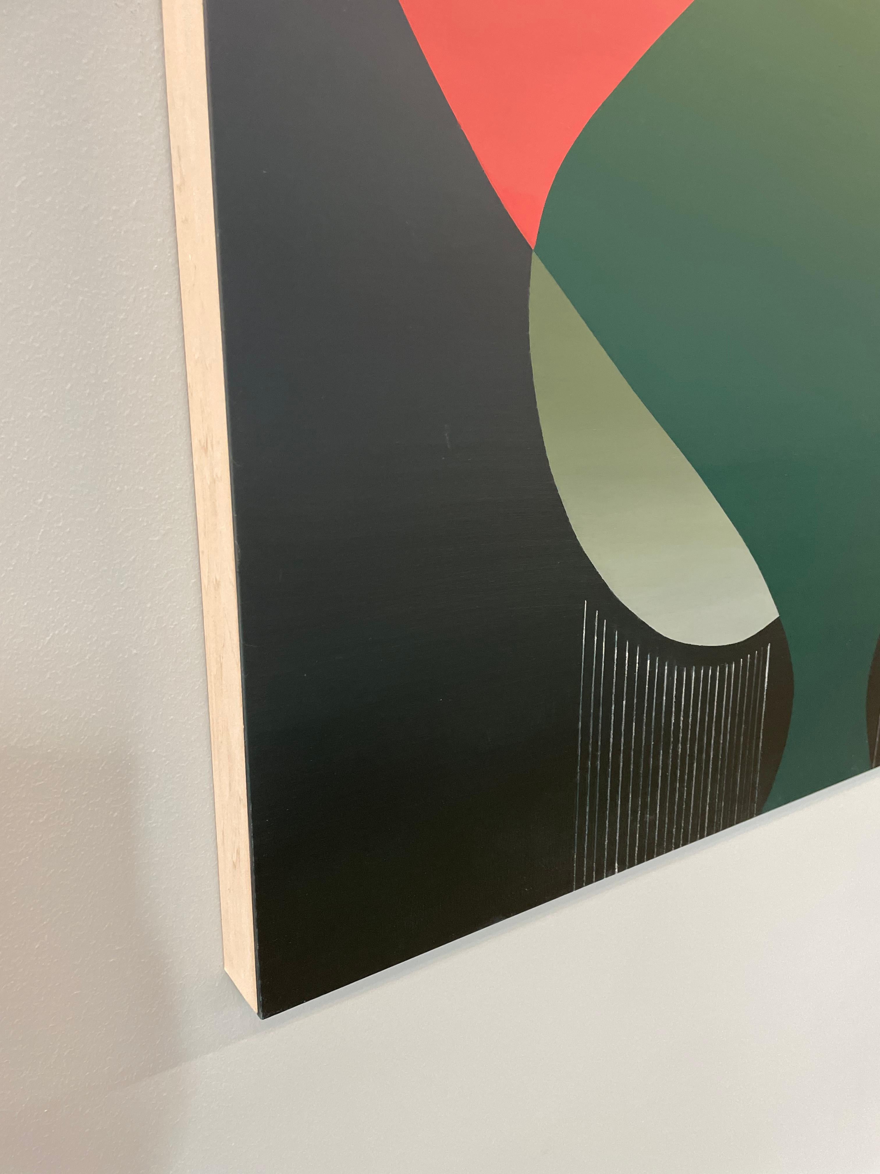 Minako Iwamura’s work explores the interplay of geometry, patterns and color and their psychological undertones. Her work has varied from a series incorporating fractals in its pictorial structure and evoking elements of nature, to the most recent