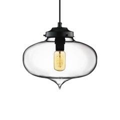 Minaret Gray Handblown Modern Glass Pendant Light, Made in the USA