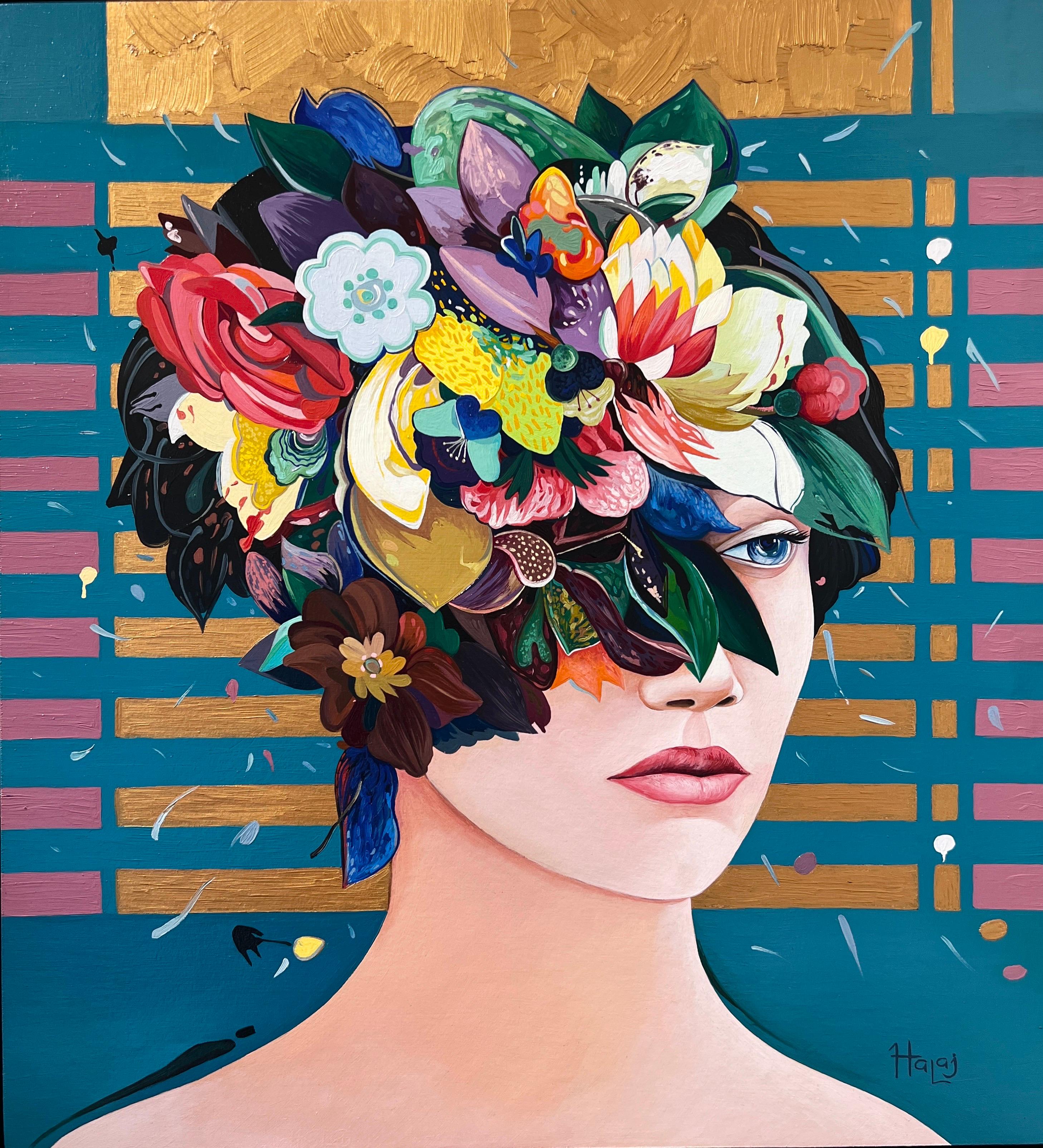 Minas Halaj  Still-Life Painting - Contemporary Floral Portrait, Floral , Minas Halaj