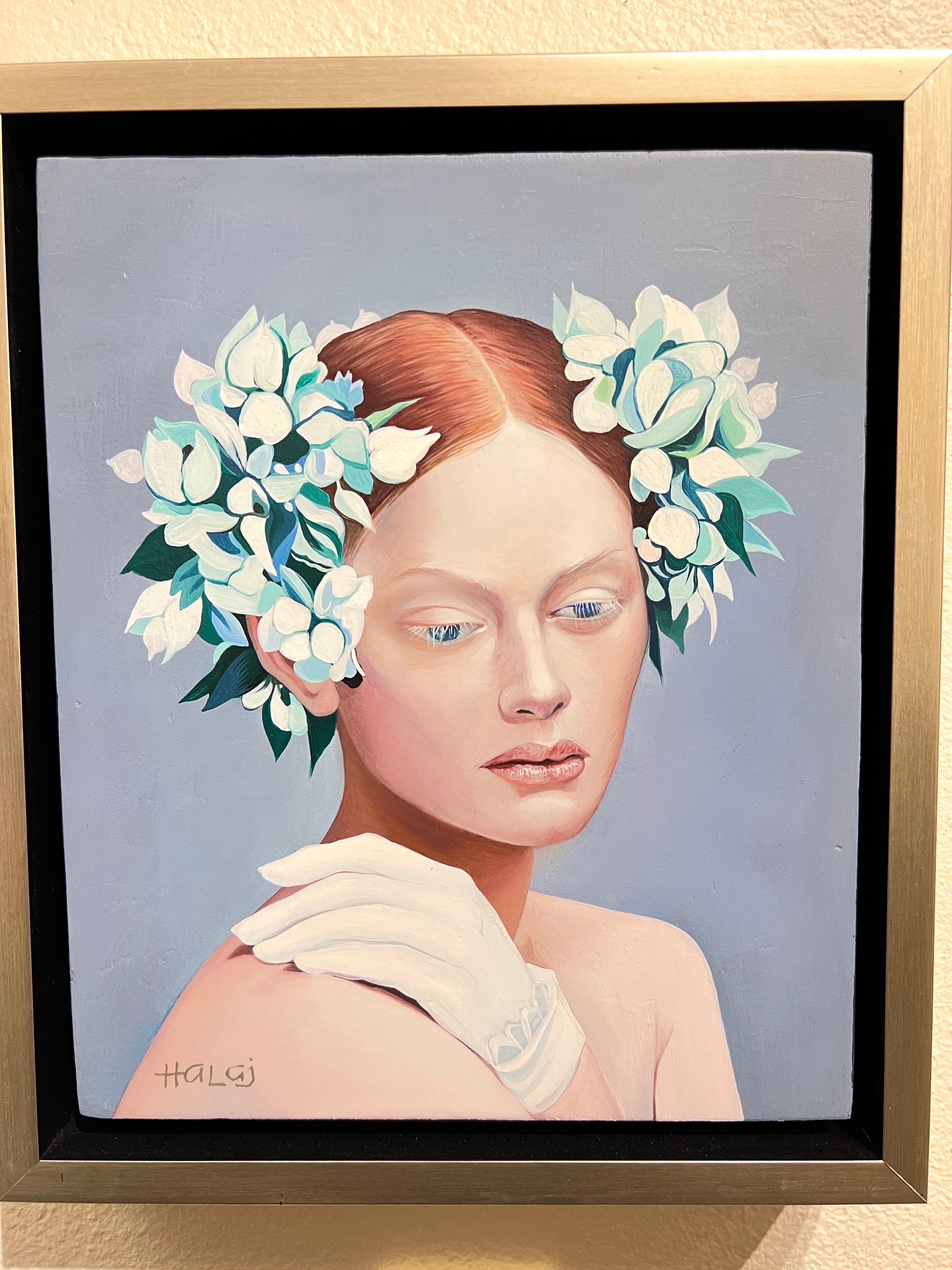 Contemporary, Floral Portrait. Minas Halaj Floral.  For Sale 1