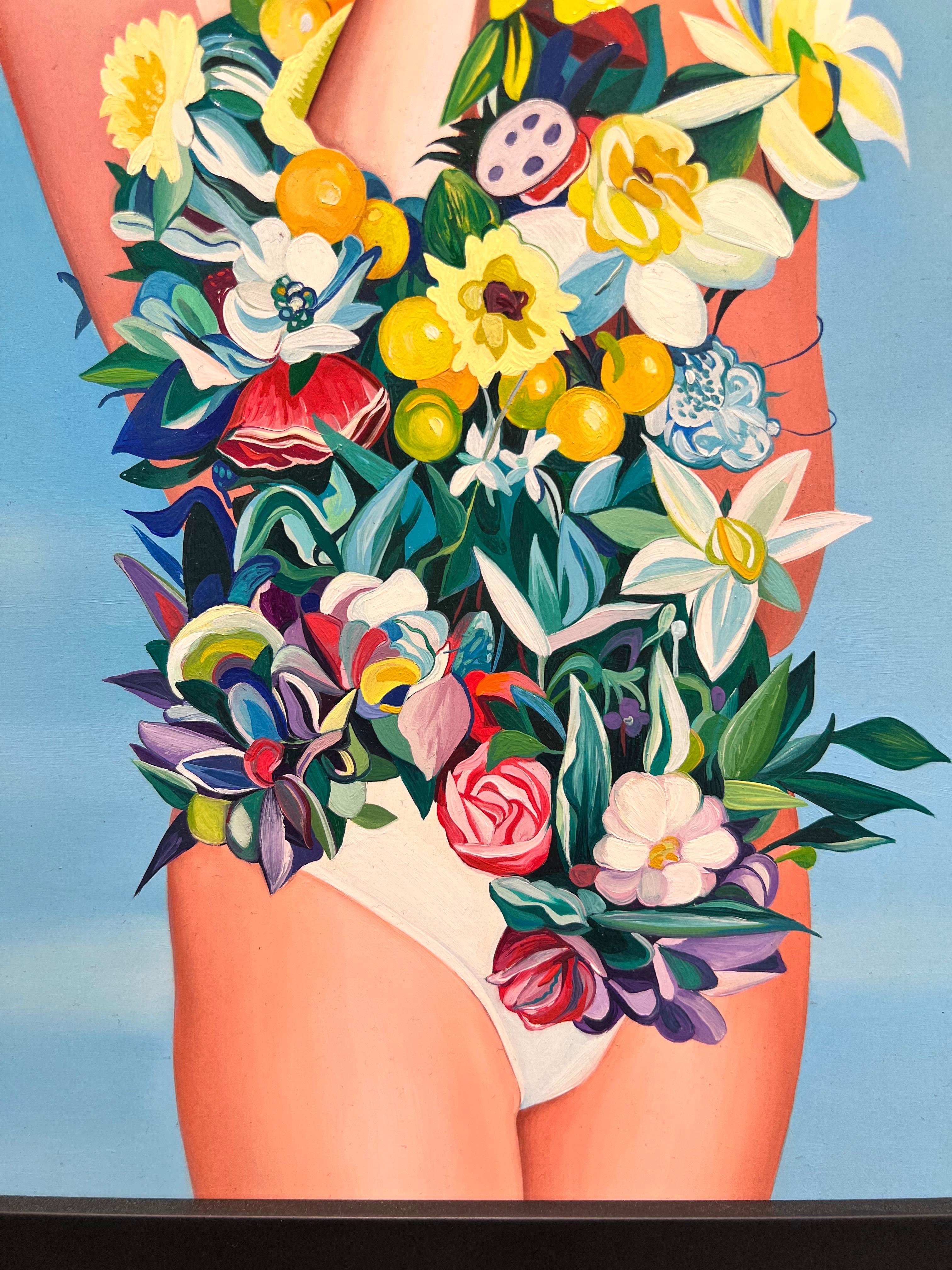 Composizione Fiori Contemporanei, Le menti sono fiori. - Figurative Painting Grigio di Minas Halaj 