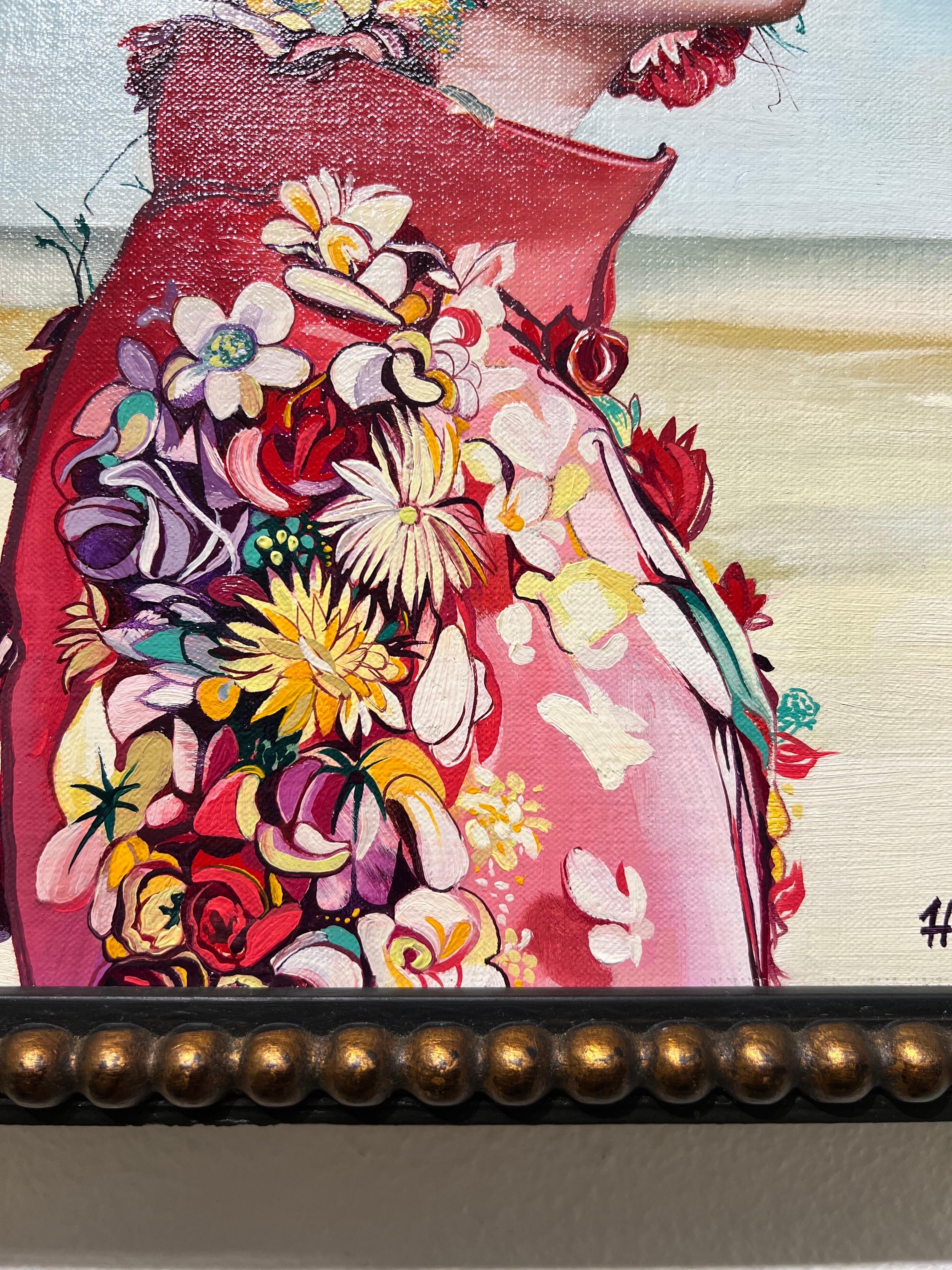 Mentalidad Contemporánea, Mente Contemporánea de las Flores. - Figurative Painting Beige de Minas Halaj 