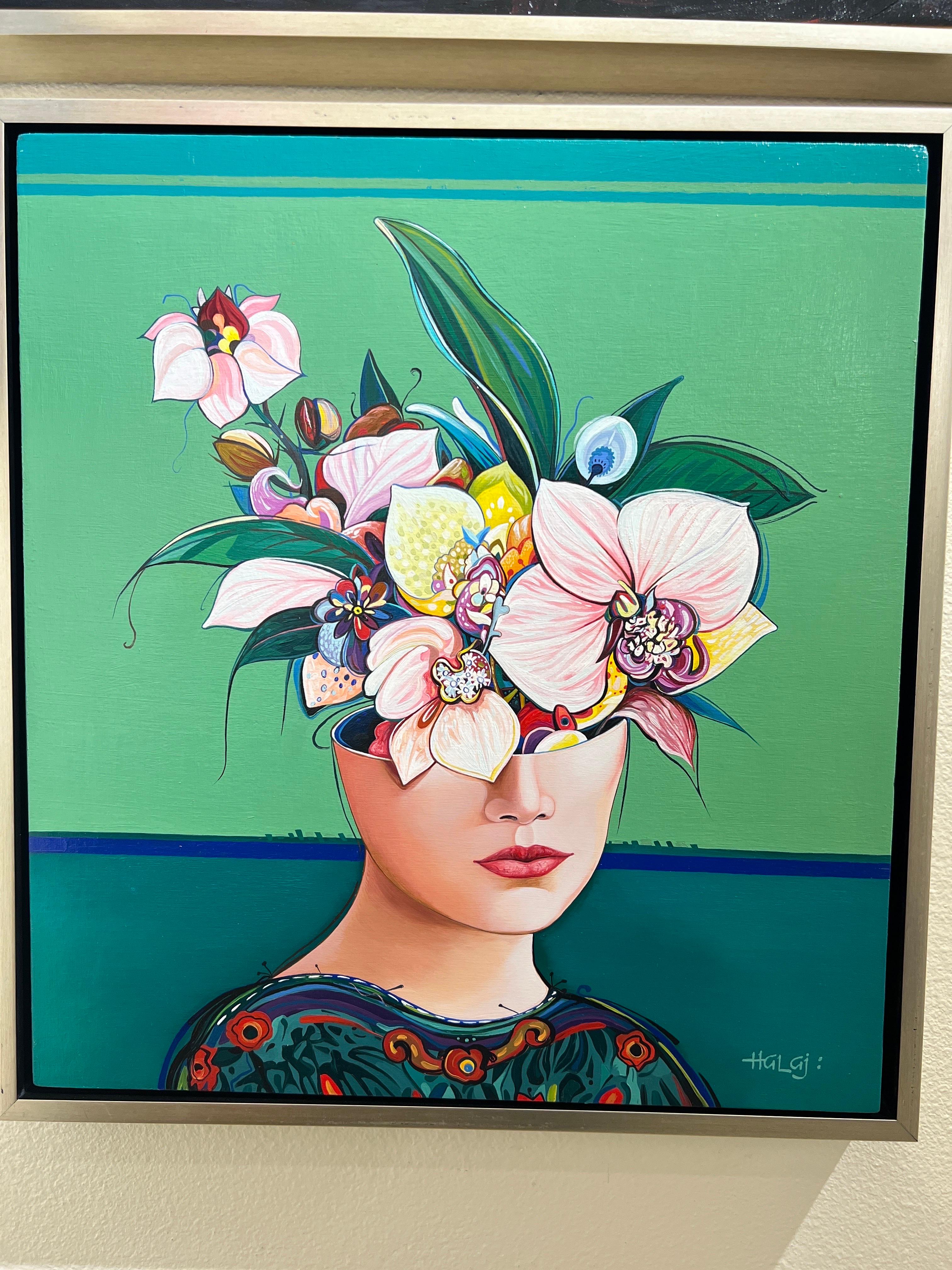Portrait floral symboliste, portrait de fleurs d'aspect contemporain. en vente 1