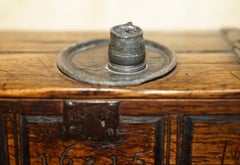 MINATURE 1615 DATED CARVED COFFER SIX PLANK CHEST DOLLS HOUSE ANTiQUE FURNITURE