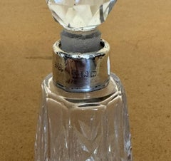 MINATURE 1929 ANTIQUE PERFUME BOTTLE FLASK CUT GLASS CRYSTAL STERLiNG SILBER