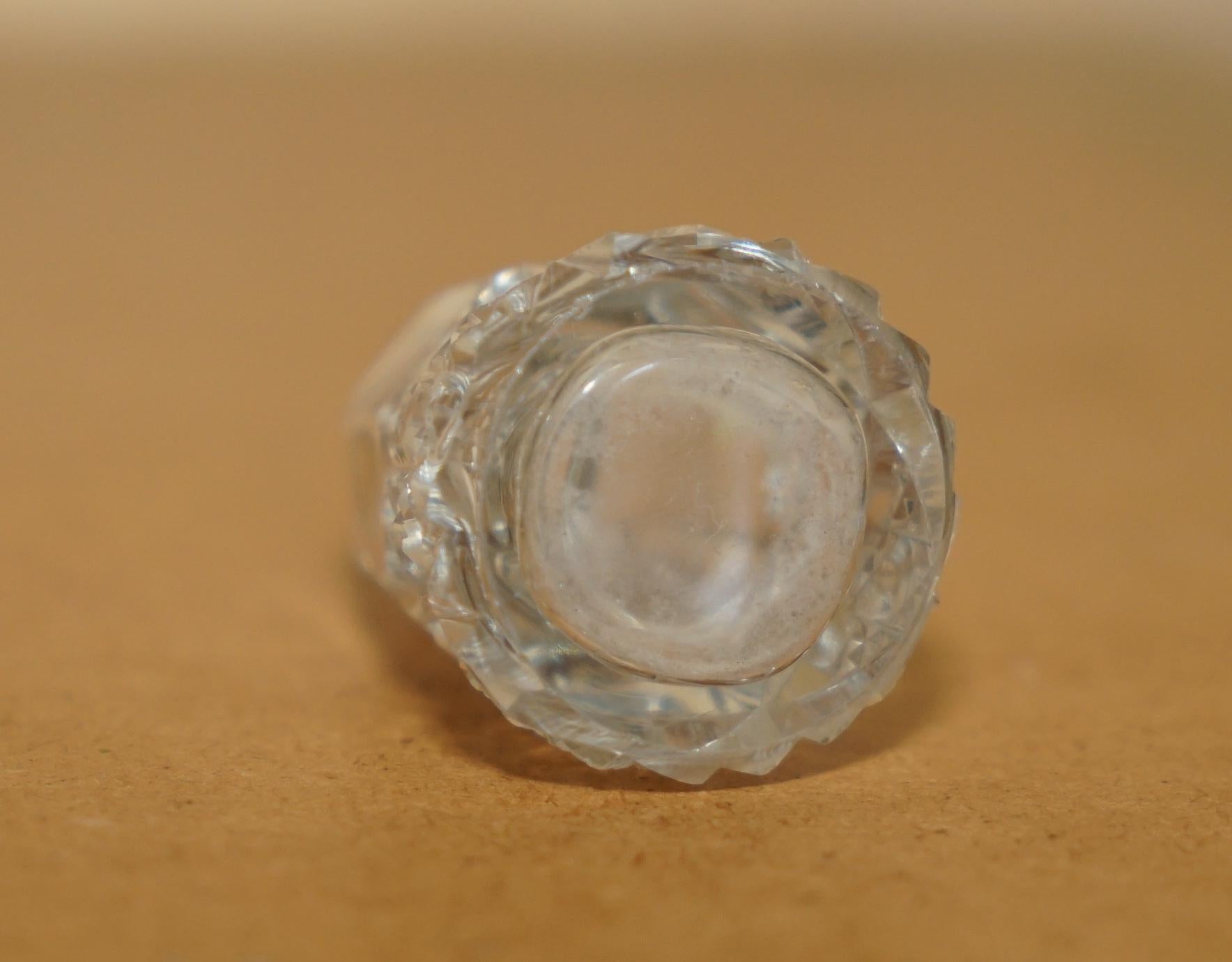 MINATURA 1929 FRASCO ANTIGUO PARA PERFUME VIDRIO CORTADO CRISTAL ESTERLiNG PLATA principios del siglo XX en venta