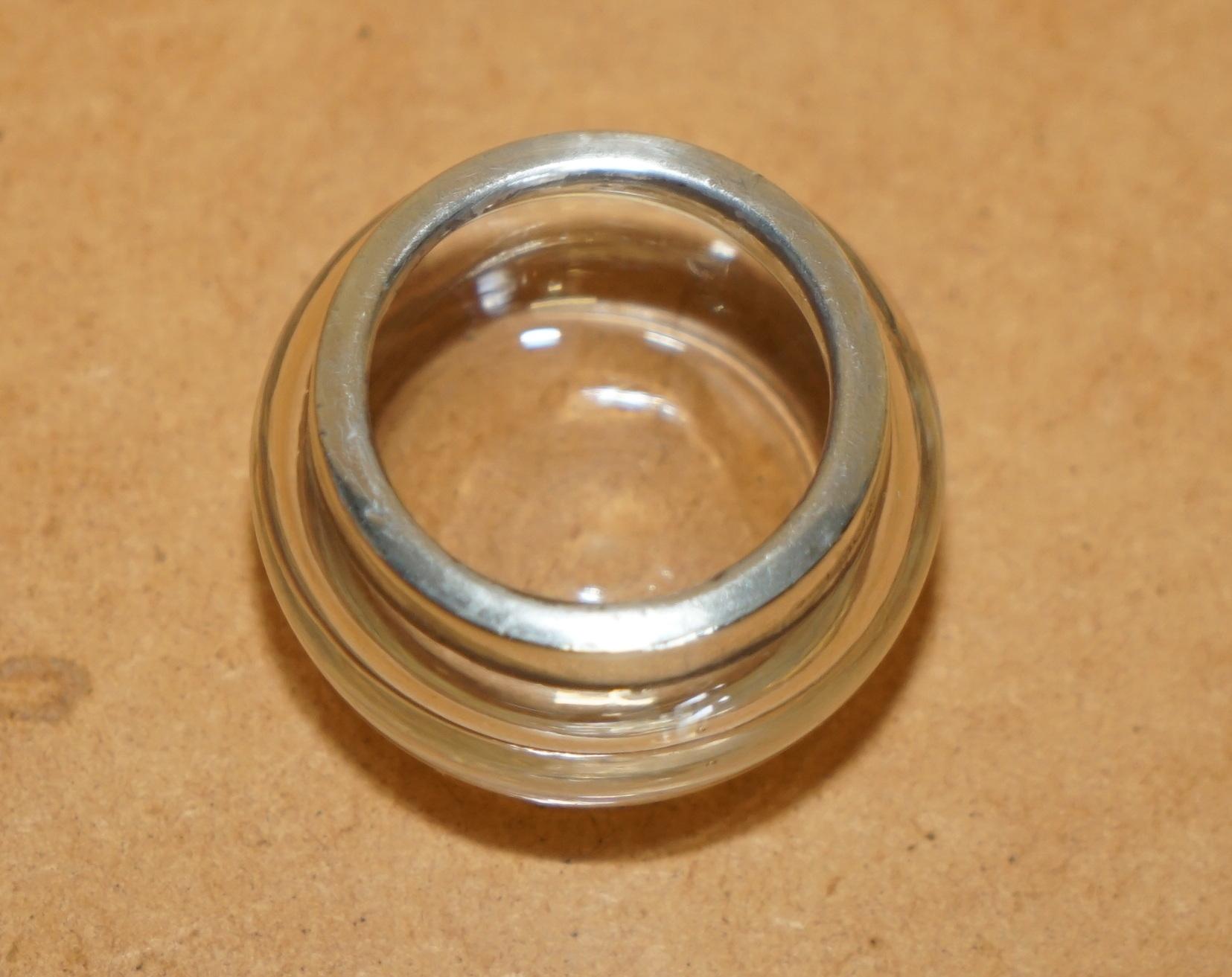 MINATURE HENRY W BATTY & SONS ANTIQUE GLASS TRINKET POT STERLING silber TRiM (Englisch) im Angebot