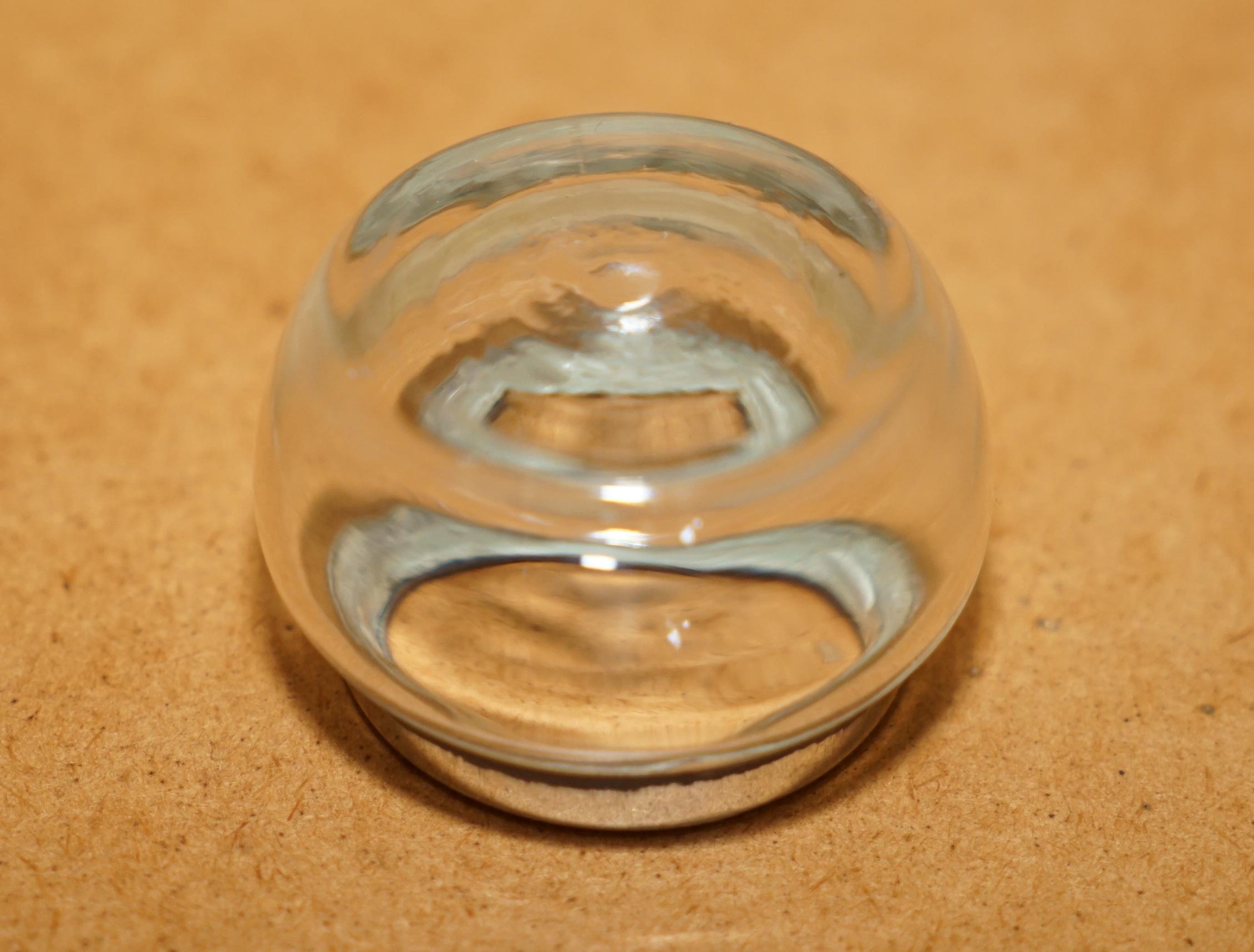 MINATURE HENRY W BATTY & SONS ANTIQUE GLASS TRINKET POT STERLING silber TRiM (Handgefertigt) im Angebot