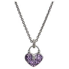 Minaudière 18K White Gold and Amethyst Heart Pendant