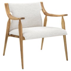 Mince Armchair Featuring Curved Arms and Spindle Legs in Teak Wood Finish
