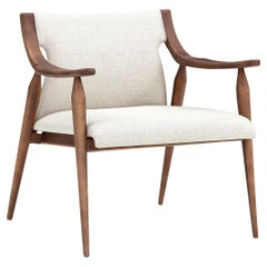 Mince Armchair Featuring Curved Arms and Spindle Legs in Walnut Wood Finish