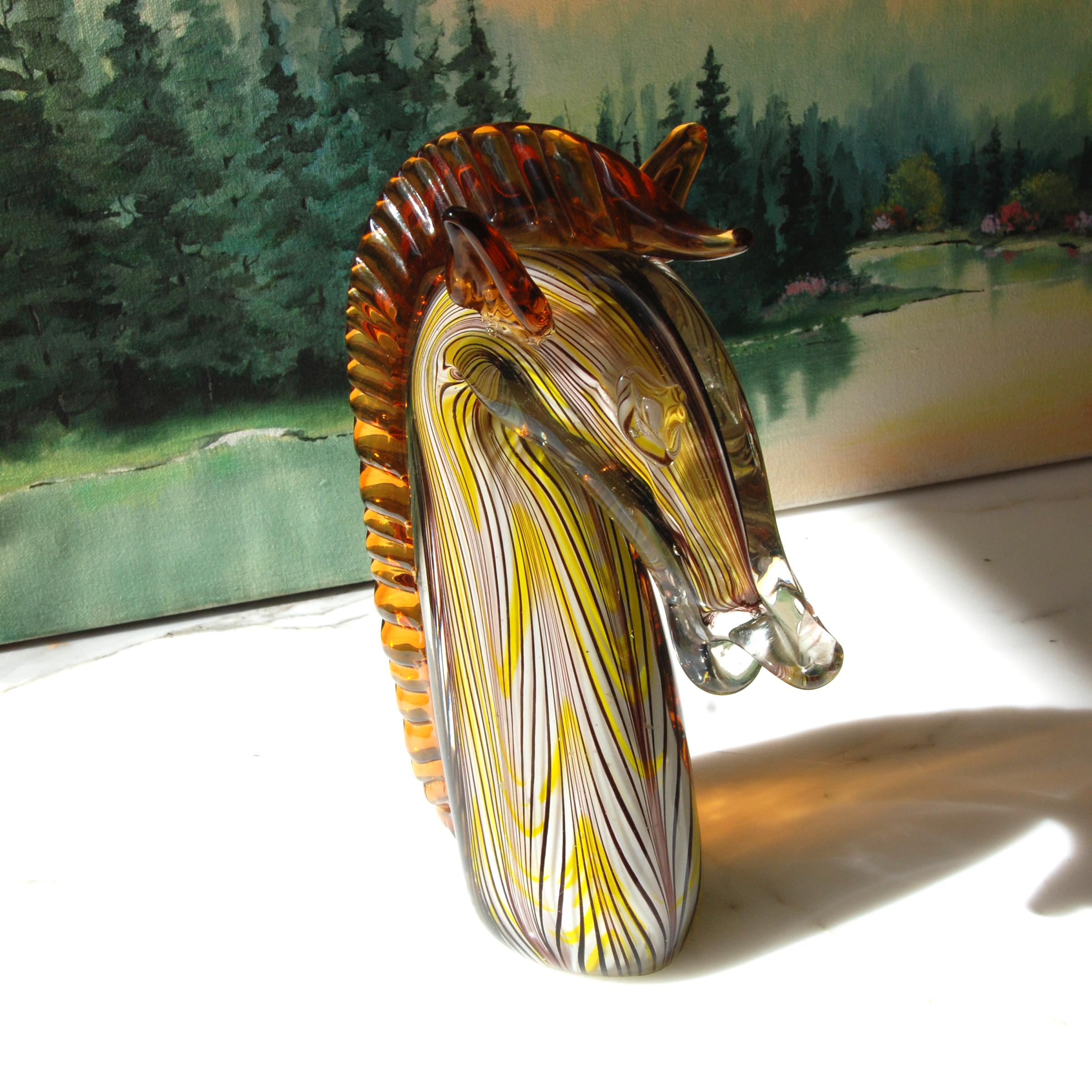 Italian Minchella Murano Glass Horse Sculpture 
