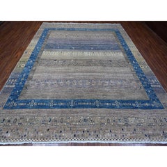 Mindful Gray Fine Kashkuli Gabbeh Tappeto orientale in lana annodato a mano 9'1" x 11'8"