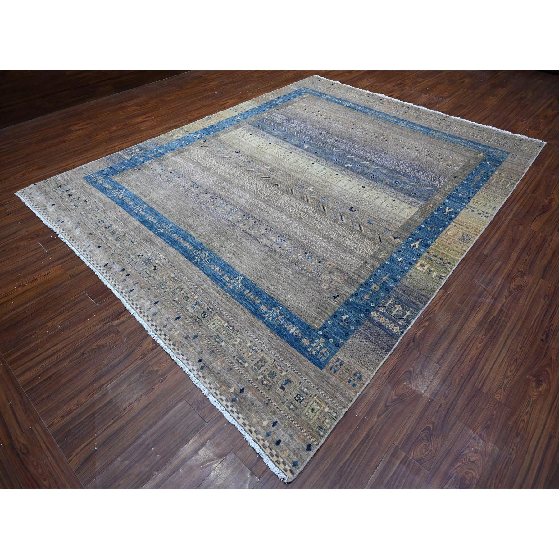 Médiéval Tapis oriental gris attentionné Kashkuli Gabbeh noué à la main 9'1