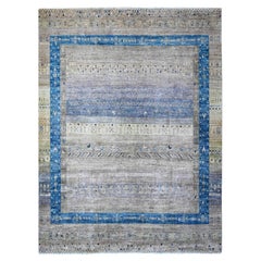 Tapis oriental gris attentionné Kashkuli Gabbeh noué à la main 9'1" x 11'8"