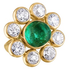 Mindi Mond 12 Carat Colombian Emerald Diamond Yellow Gold Cocktail Ring