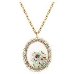 Mindi Mond 13.61 Carat Diamond Gemstone Pearl Rose Gold Shaker Pendant