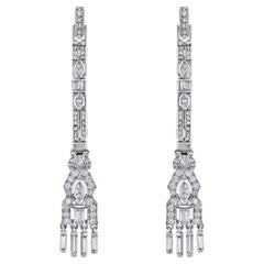 Mindi Mond 3.03 Carat Diamond Art Deco Style Platinum Dangle Earrings