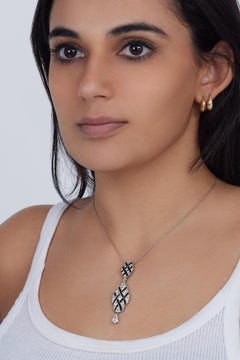 Mindi Mond Art  Deco Platinum Geometric Diamond Onyx One Of A Kind Necklace