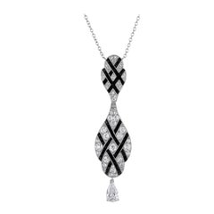 Mindi Mond Art  Deco Platinum Geometric Diamond Onyx One Of A Kind Necklace
