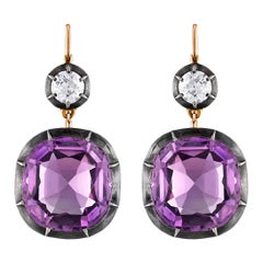 Mindi Mond Collet Set Amethyst Diamond Dangle Earrings