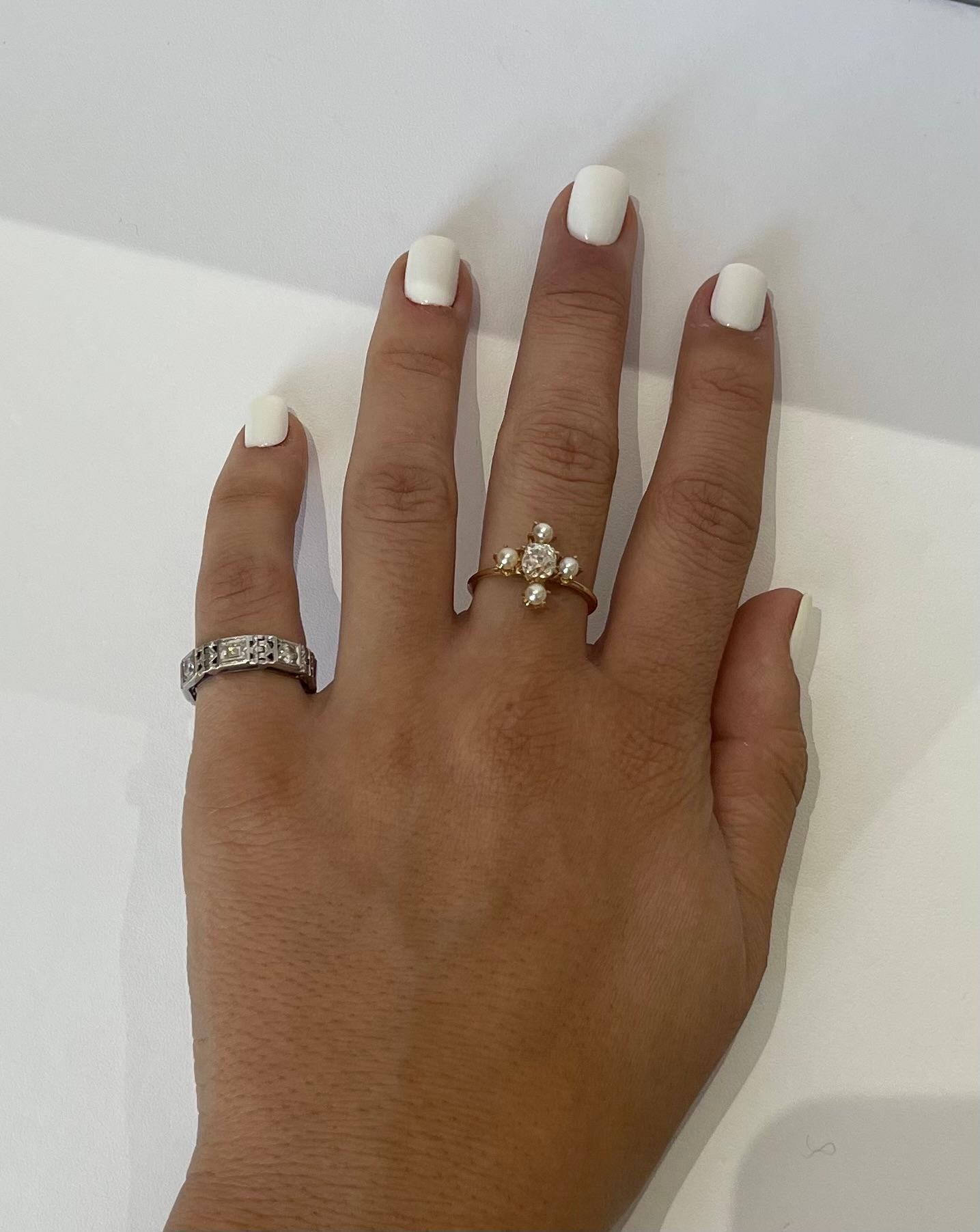 Emerald Cut Mindi Mond Deco Link Diamond Pinky Ring For Sale