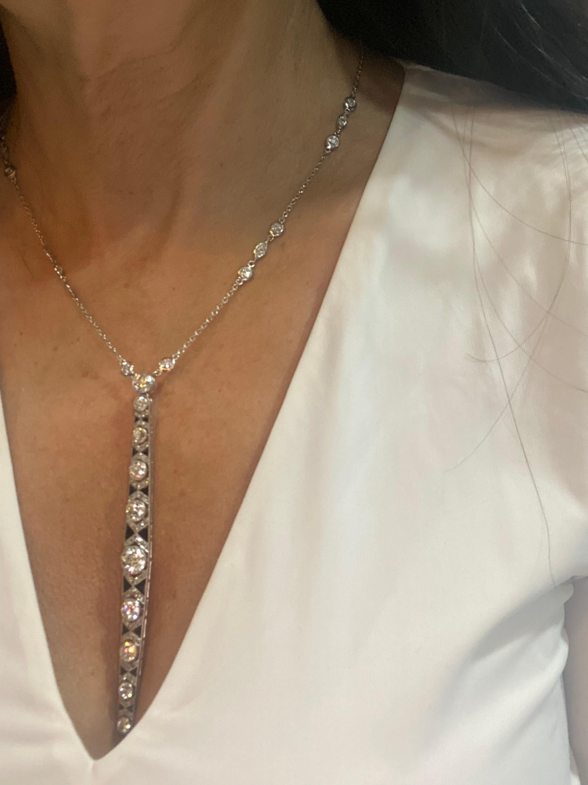 Mindi Mond NY 8.32 Carat Diamond Onyx Art Deco Style One Of-A- Kind Necklace   6