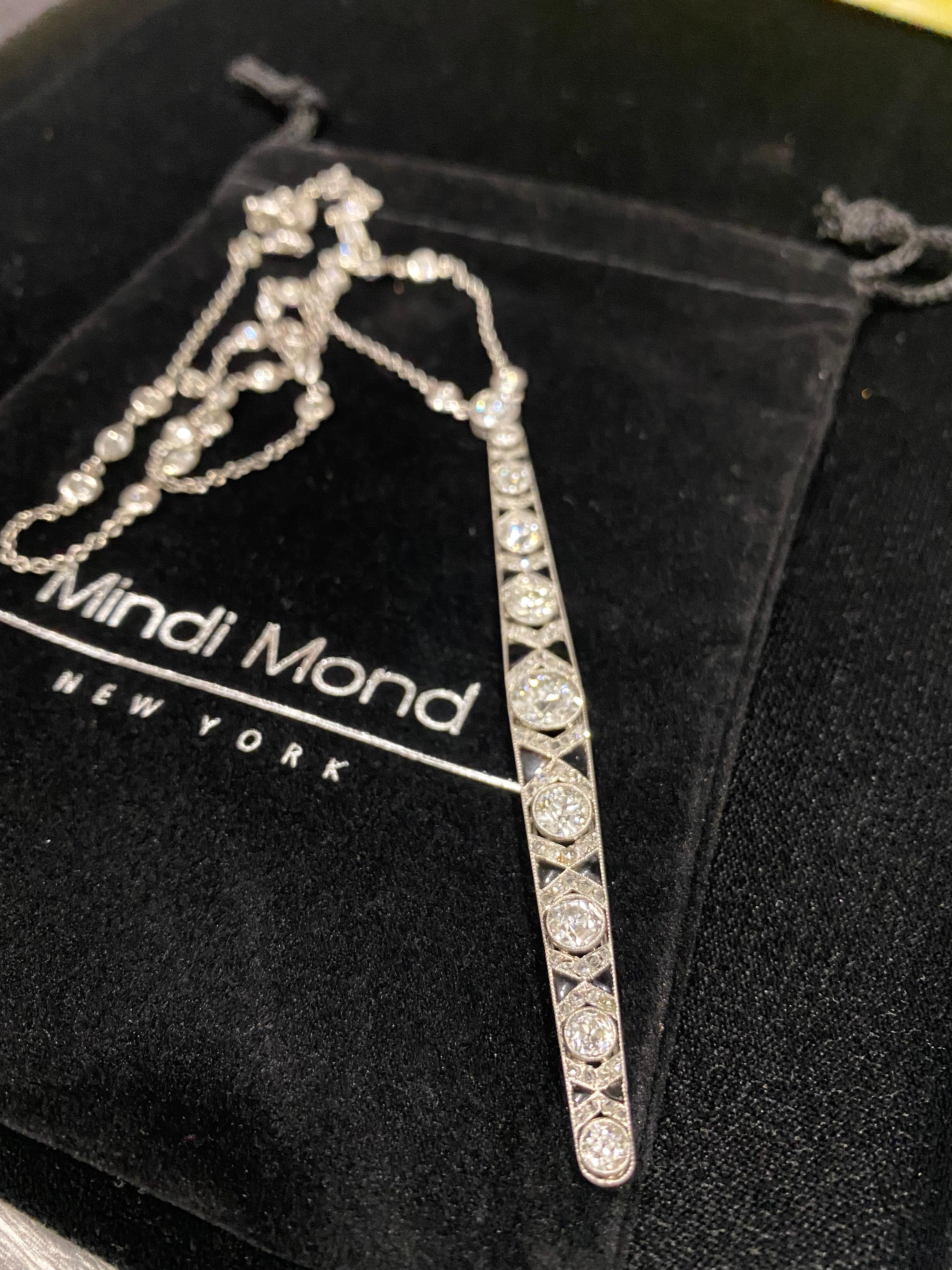 Women's or Men's Mindi Mond NY 8.32 Carat Diamond Onyx Art Deco Style One Of-A- Kind Necklace  