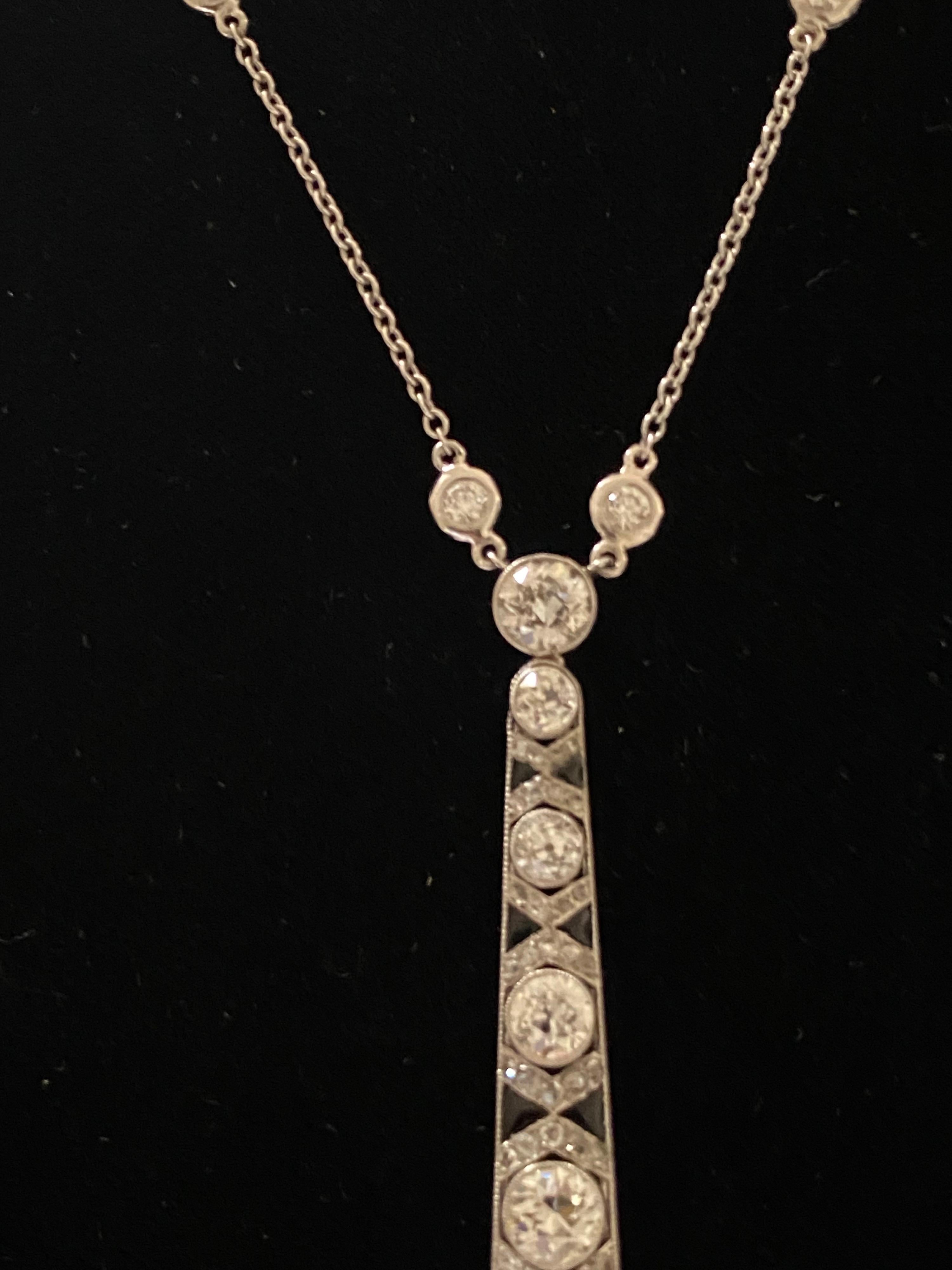 Mindi Mond NY 8.32 Carat Diamond Onyx Art Deco Style One Of-A- Kind Necklace   2