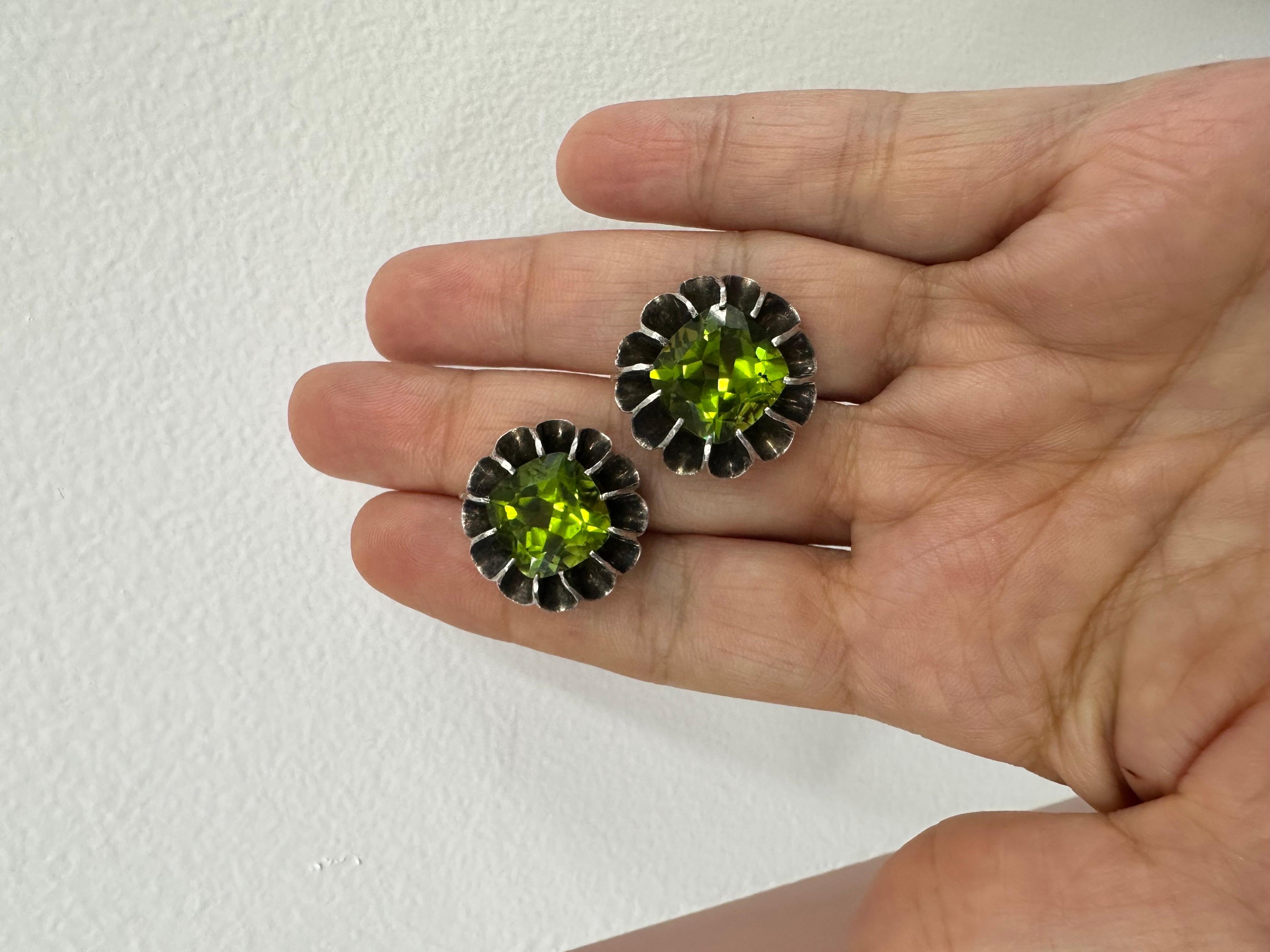 Mindi Mond Original Victorian Floating Peridot Drop Earrings In Excellent Condition For Sale In New York, NY