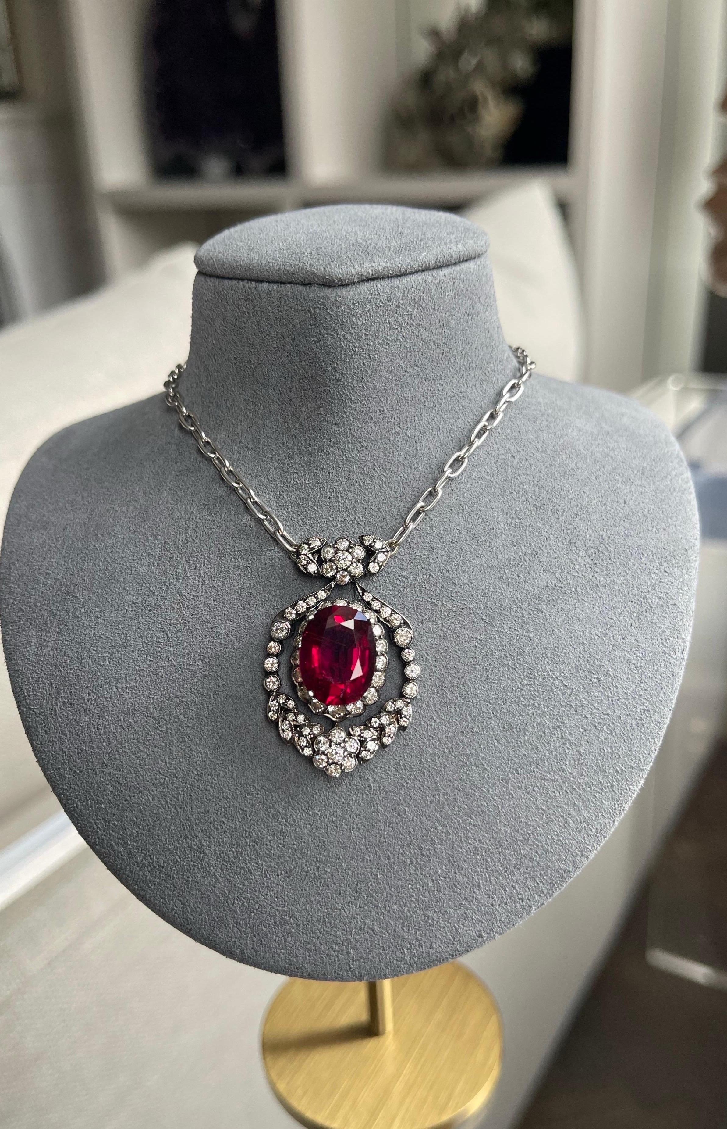 Mindi Mond Rubellite and Diamond Pendant Necklace For Sale 2