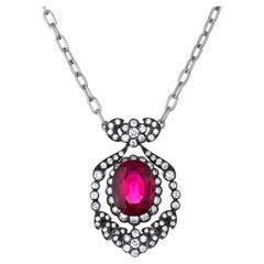 Mindi Mond Rubellite and Diamond Pendant Necklace