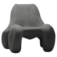 Mine Black Grey Club chair Club 112 in felt wool, Colour 180 Divina Melange 3