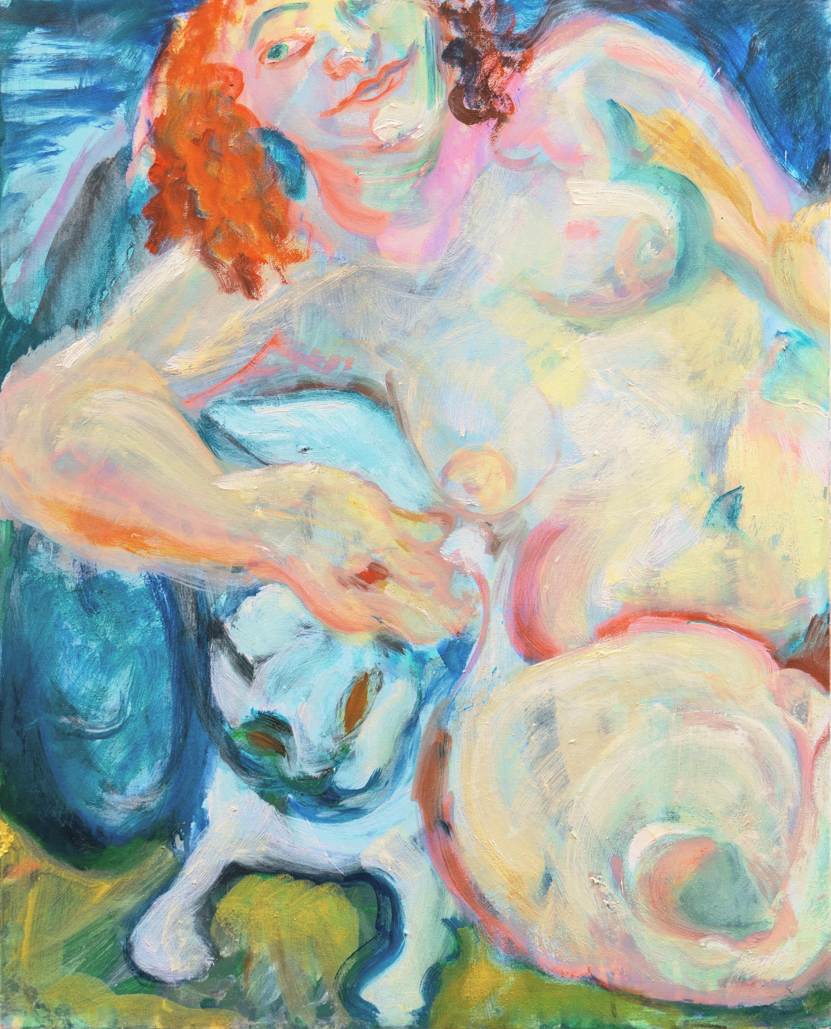 'Large Post Impressionist Figural Oil Triptych', Bennington, Richmond Art Center - Painting by Mine Grassetti