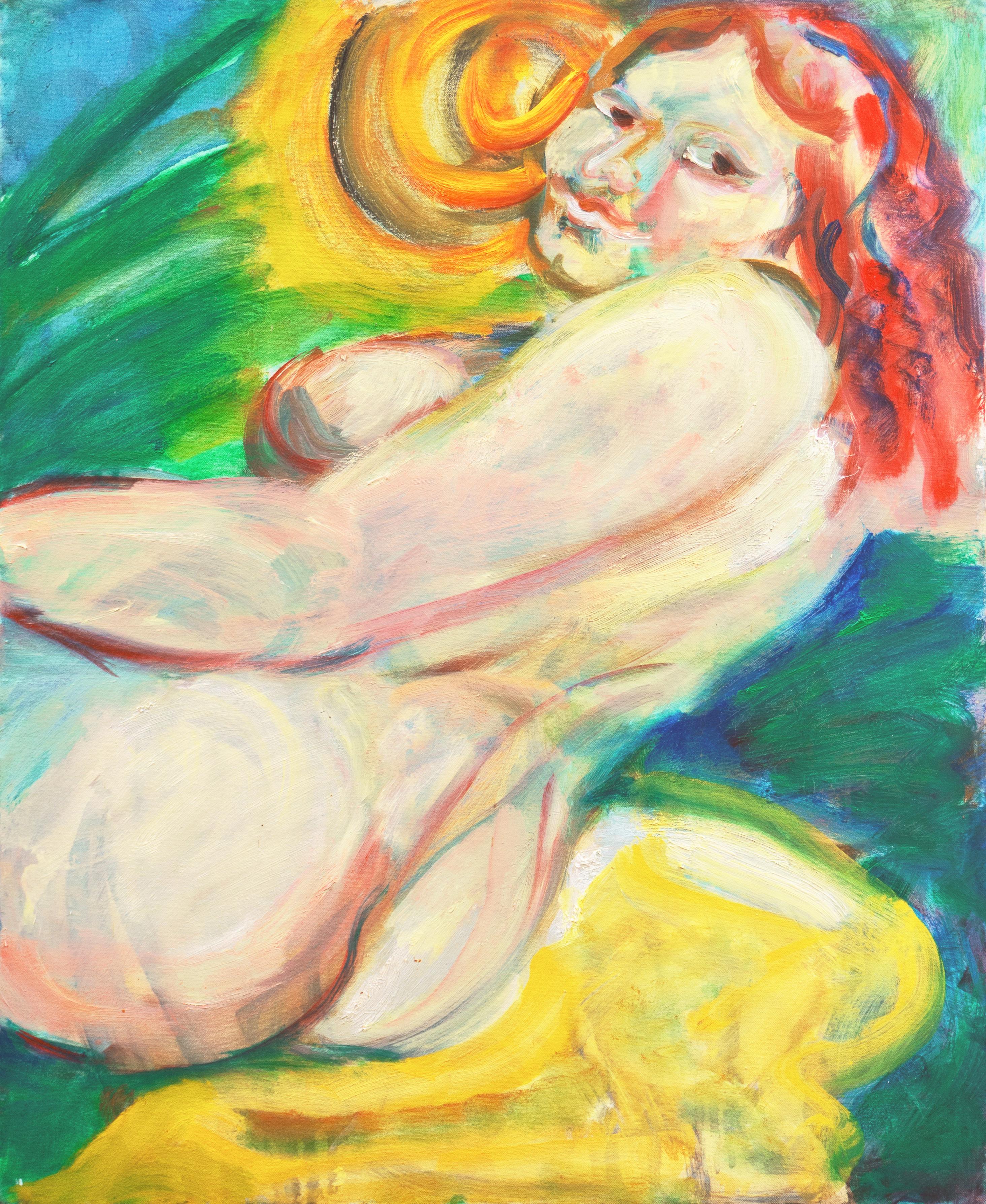 Painted by Mine Grassetti (American-Dutch, 1928-2021) circa 1995.
Inscribed, verso, with certification of authenticity dated October 6th, 2021, by the artist's son, Richard Grassetti. 

Mine Grassetti first attended Vermont's Bennington College, the