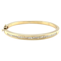 Diamond Bangle Bracelet 3 Carat Natural Mined Princess Cut Diamonds 14K 3ct