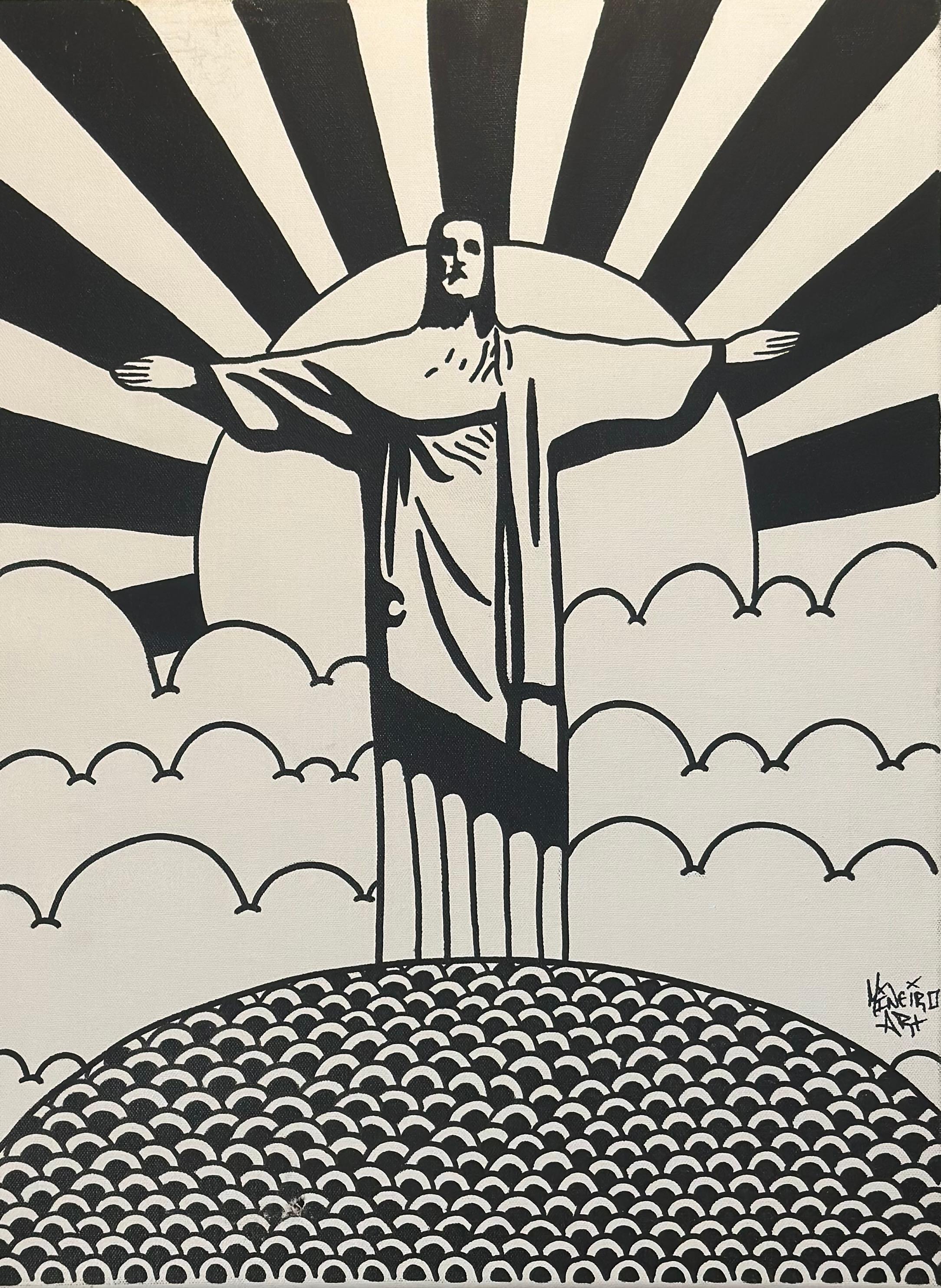 Mineiro Art Figurative Painting – Cristo por do sol