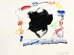 Black in Square, Mixed Media on Watercolor Paper