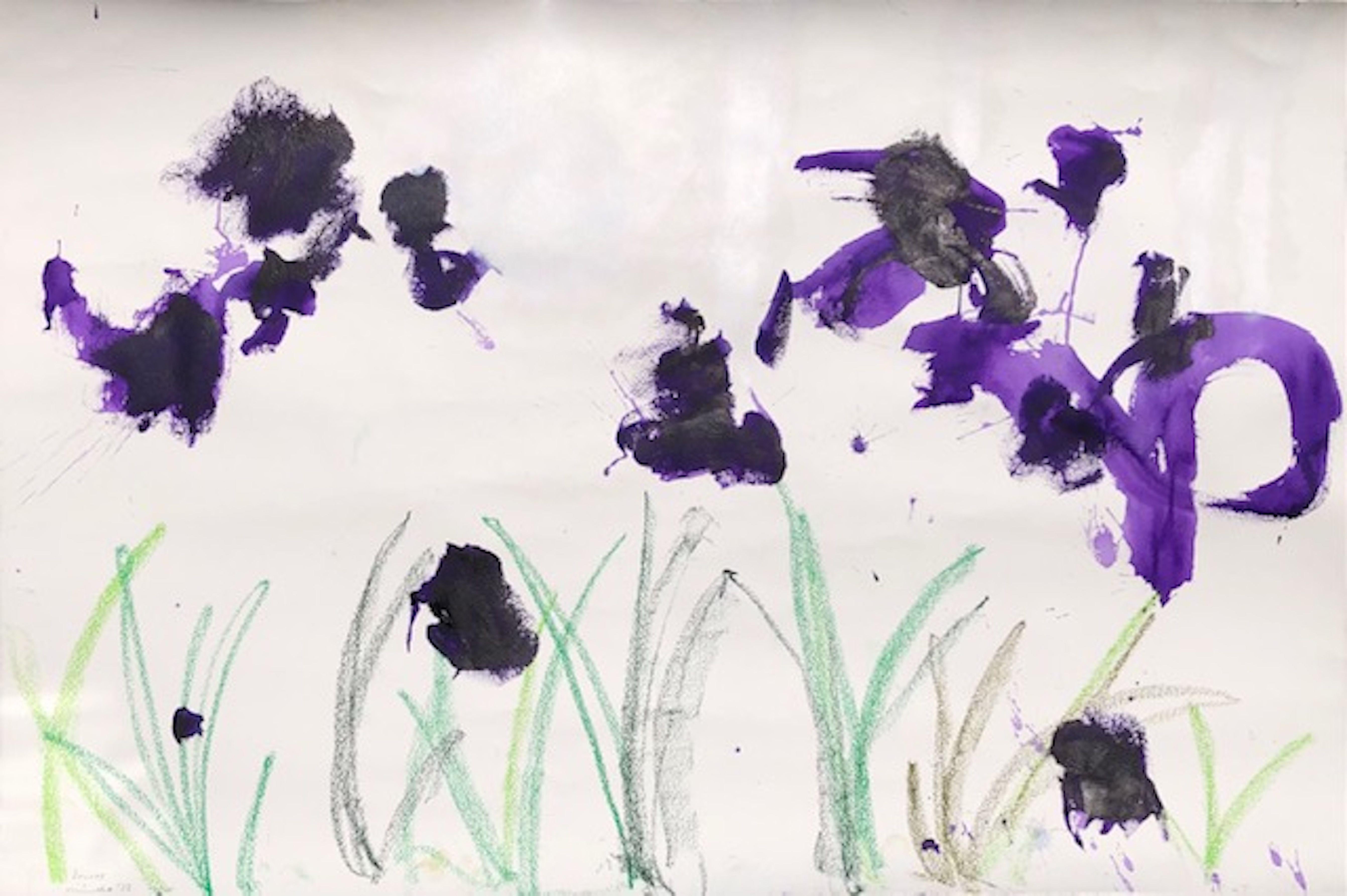 Irises, Mixed Media on Paper - Mixed Media Art by Mineko Yoshida