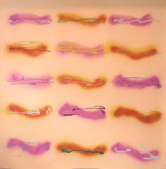 Line Drawing on Orange, Painting, Acrylic on Paper