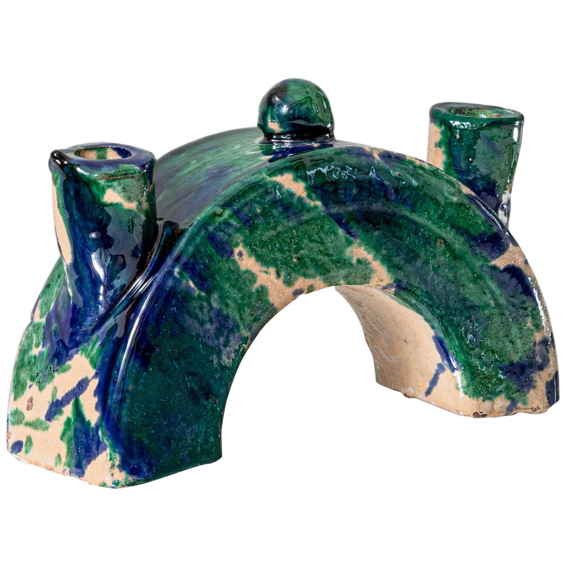 Italian Minelo, Green Candle Holder, Sophie Dries For Sale