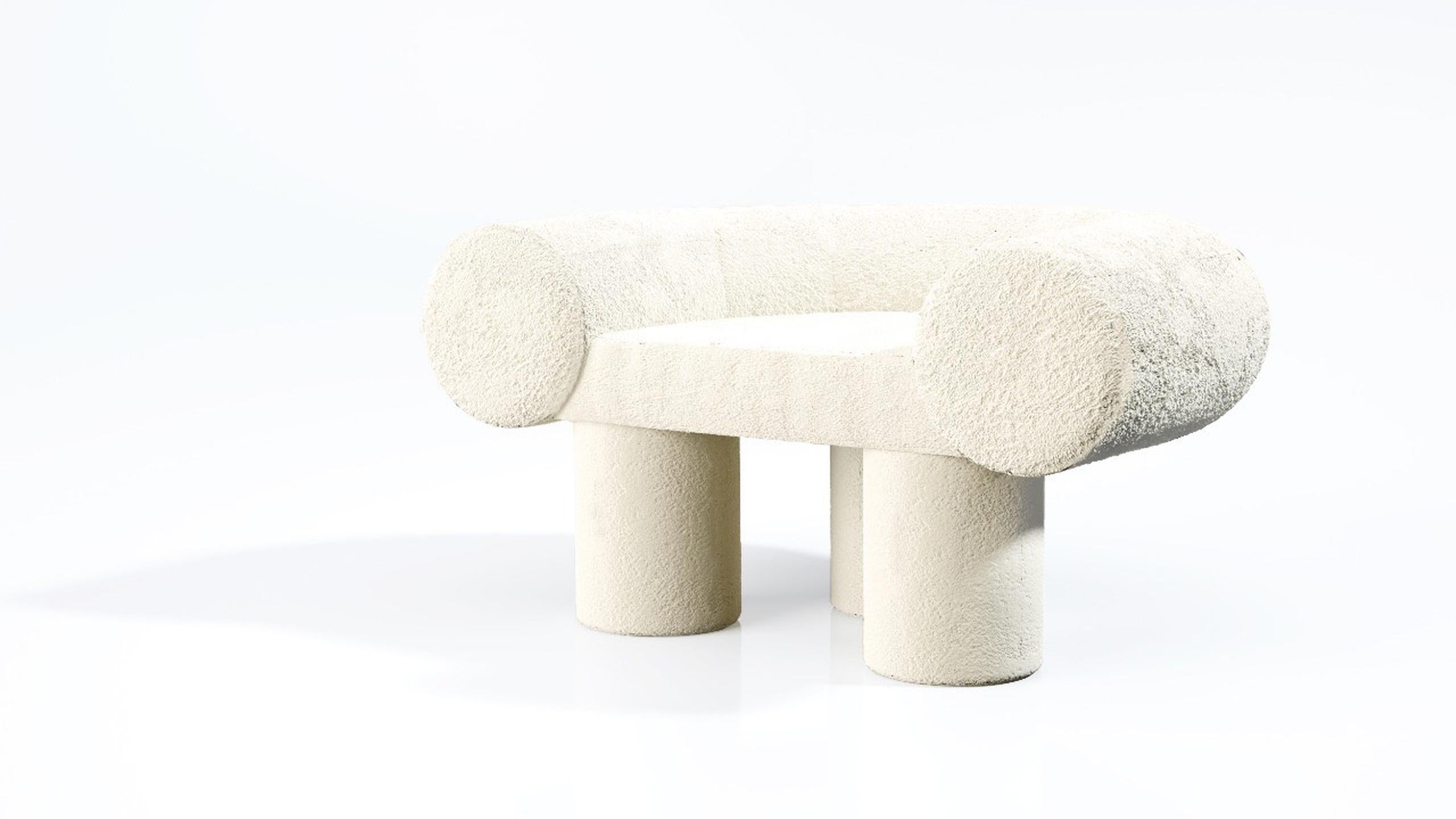 Contemporary Mineral Armchair by Kasadamo, Bouclé Cream Fabric Version For Sale